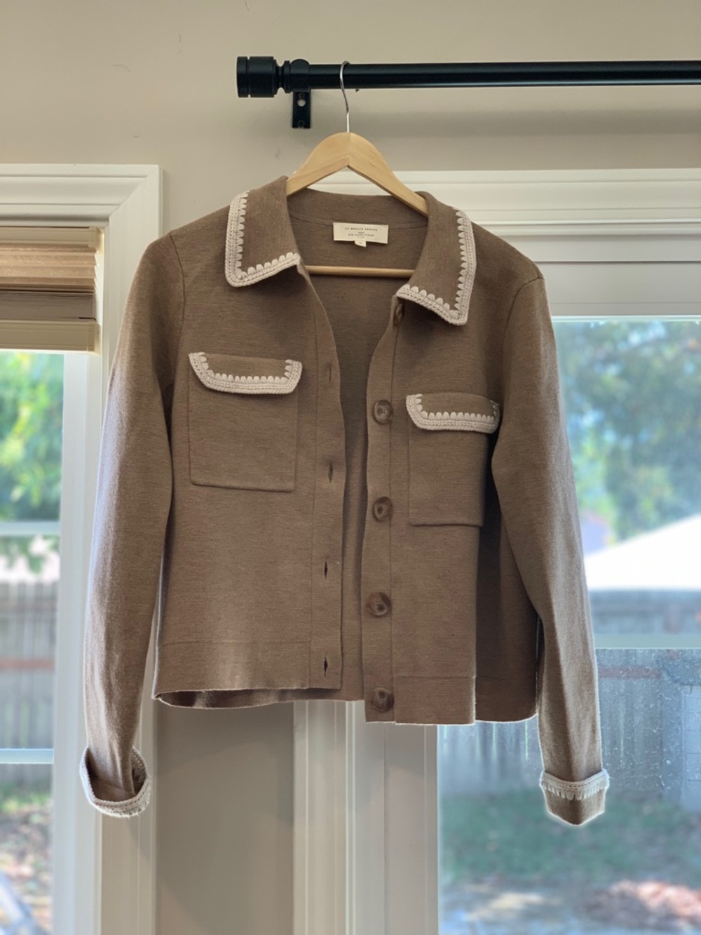 Sezane Betty Cardigan Mottled Camel Vanilla Crochet - Picture 5 of 5